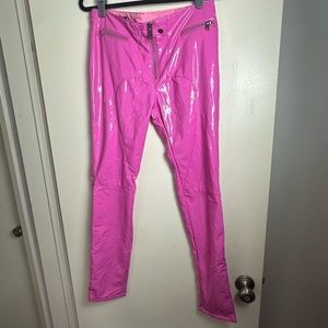 POSTER GIRL X Dolls Kill Hot Pink Sip Ur Soda Patent Barbie Core Pants NWOT M
